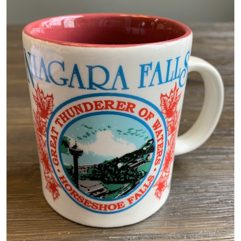Vintage Niagara Falls Canada Souvenir Coffee Mug Horseshoe Falls Maple Leaves